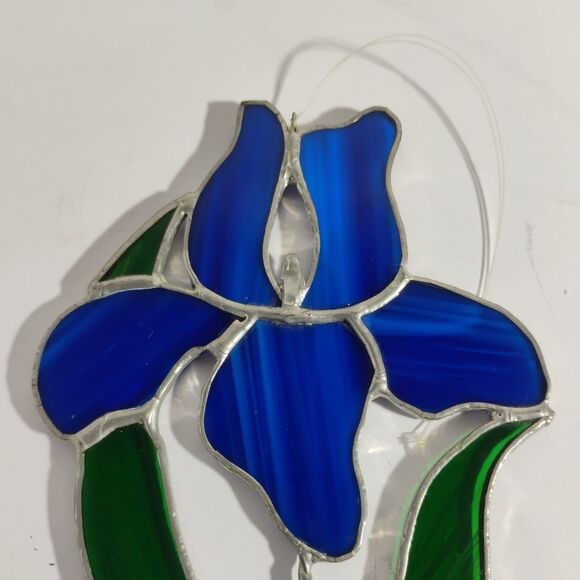 Handmade Stained Glass Iris Flower - Picture 4 of 7
